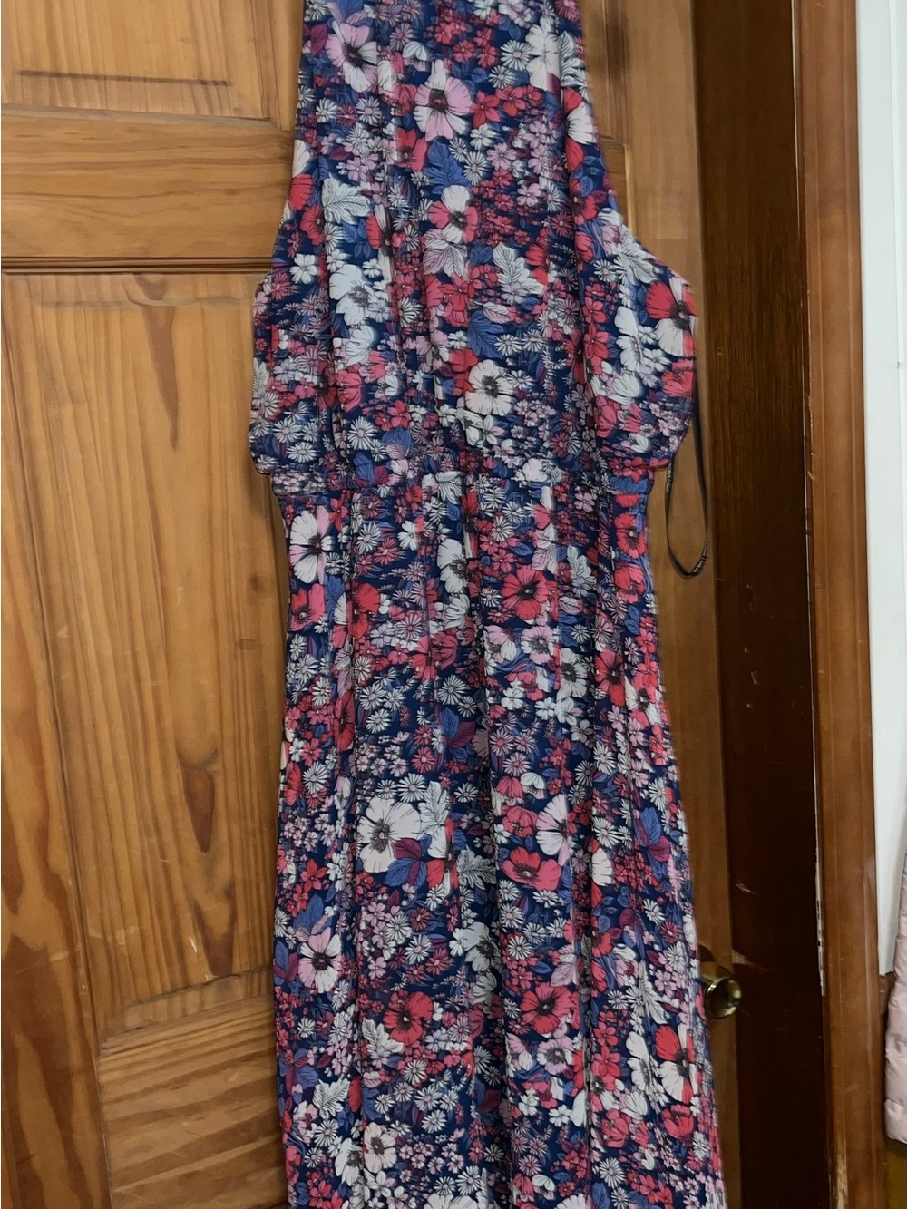 Floral Sleeveless Maxi Dress in Navy, Pink & White